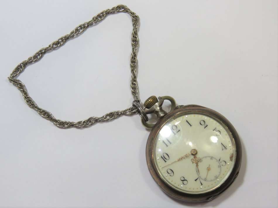 Antique silver with gold plated pocketwatch  - Working - Small damage on dial