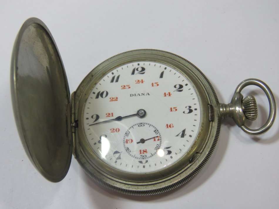 Vintage full hunter Diana pocket watch  - Working