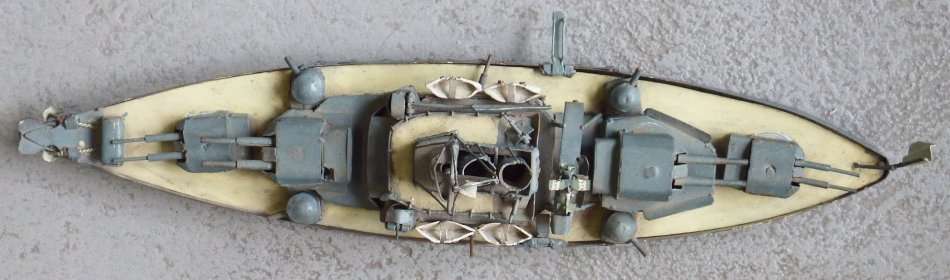 Handmade metal Destroyer ship with seaplane and moving guns - Very beautiful and unique piece