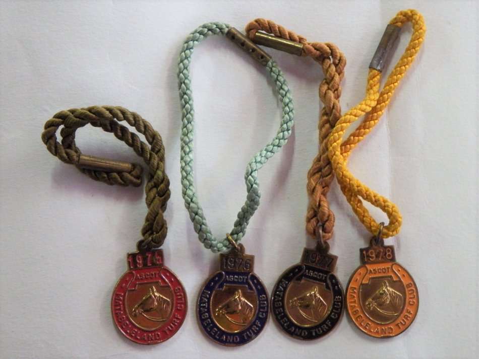Horse Racing Matabeleland Turf Club wrist bands for 1975, 1976, 1977 and 1978