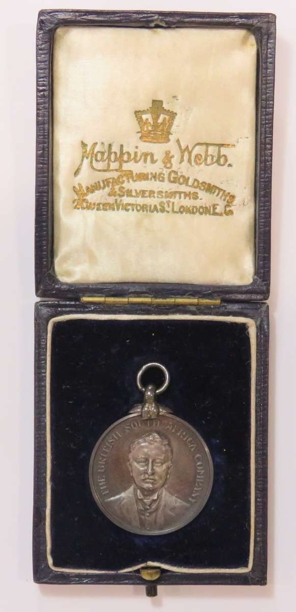 The British South Africa Company Rifle Club sterling silver medallion won by H.Munroe
