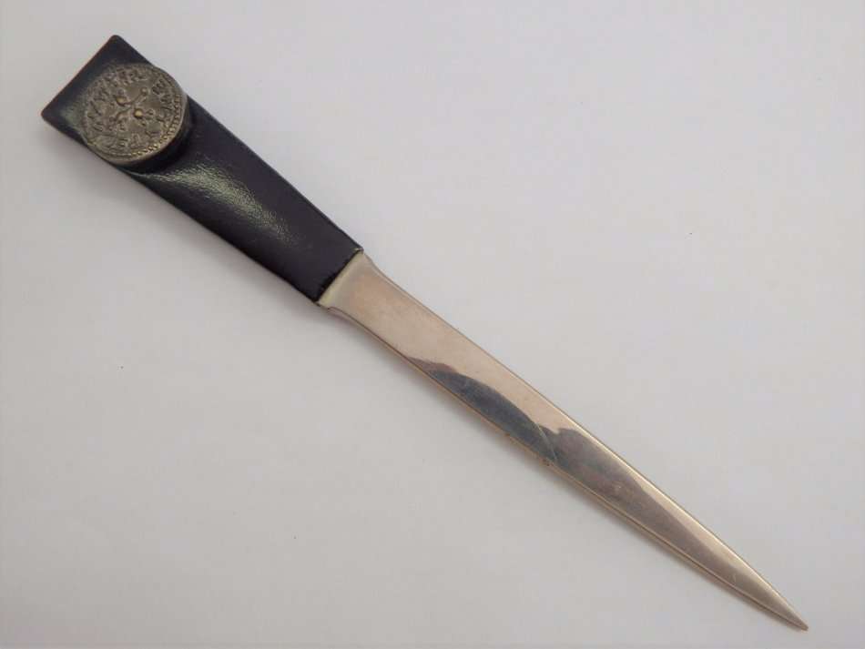 Vintage letter opener with disc of  ancient shekel