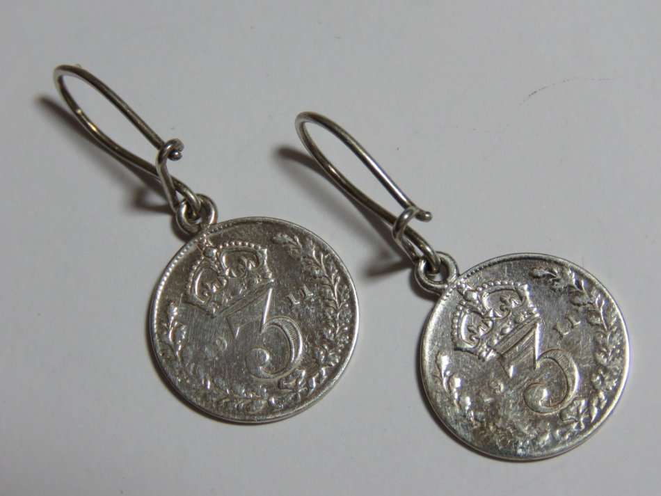 Pair of British silver tickey earrings