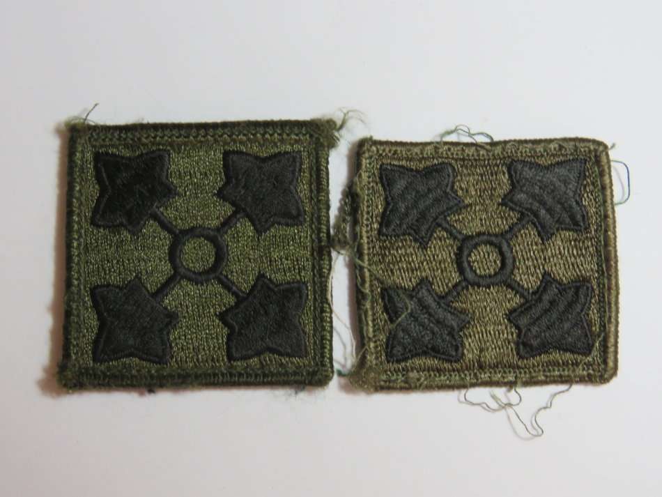 Pair of US Army 4th Infnatry cloth badges