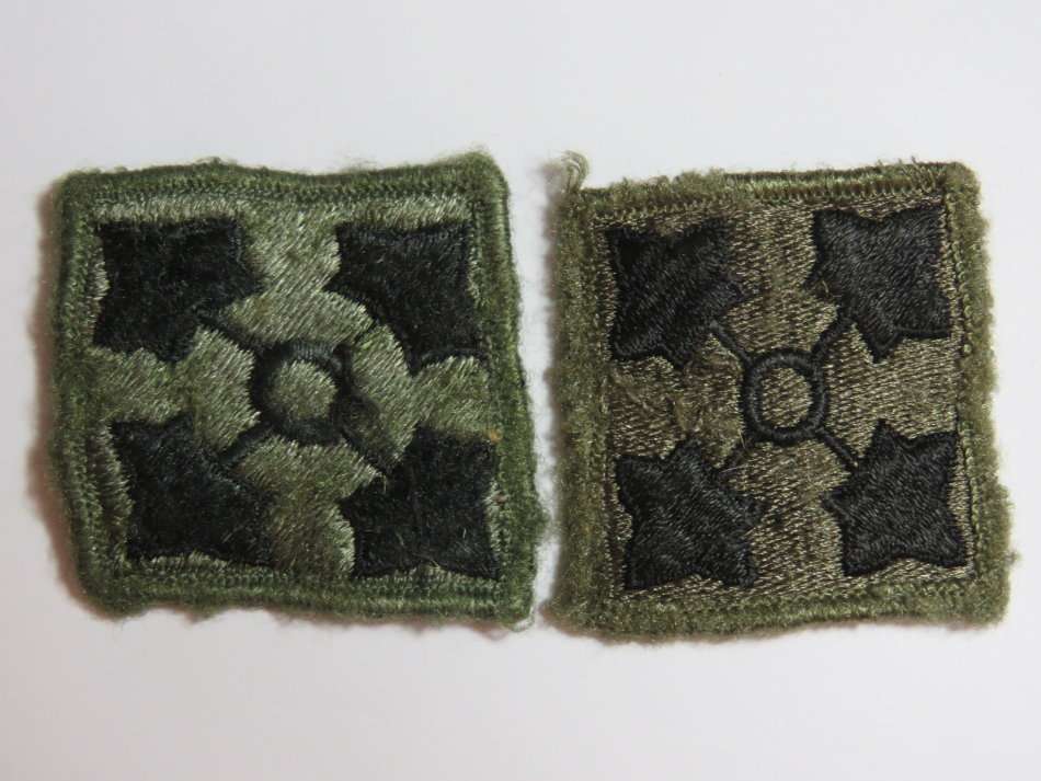 Pair of US Army 4th Infantry cloth badge