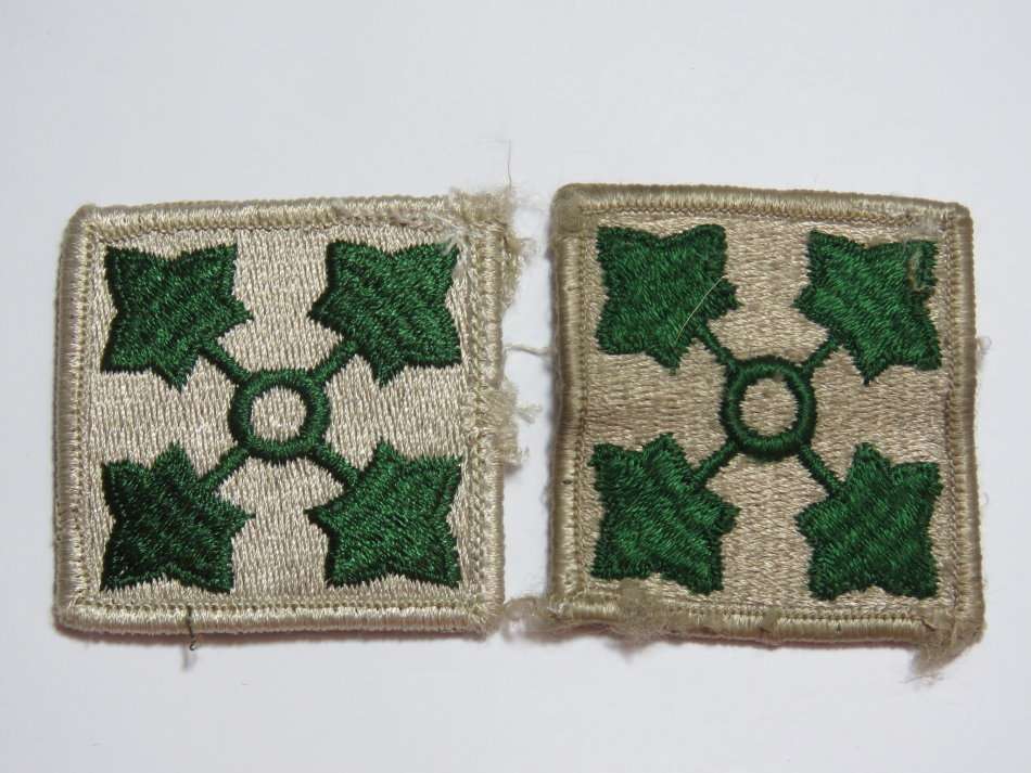 Pair of US Army 4th infantry division cloth badges