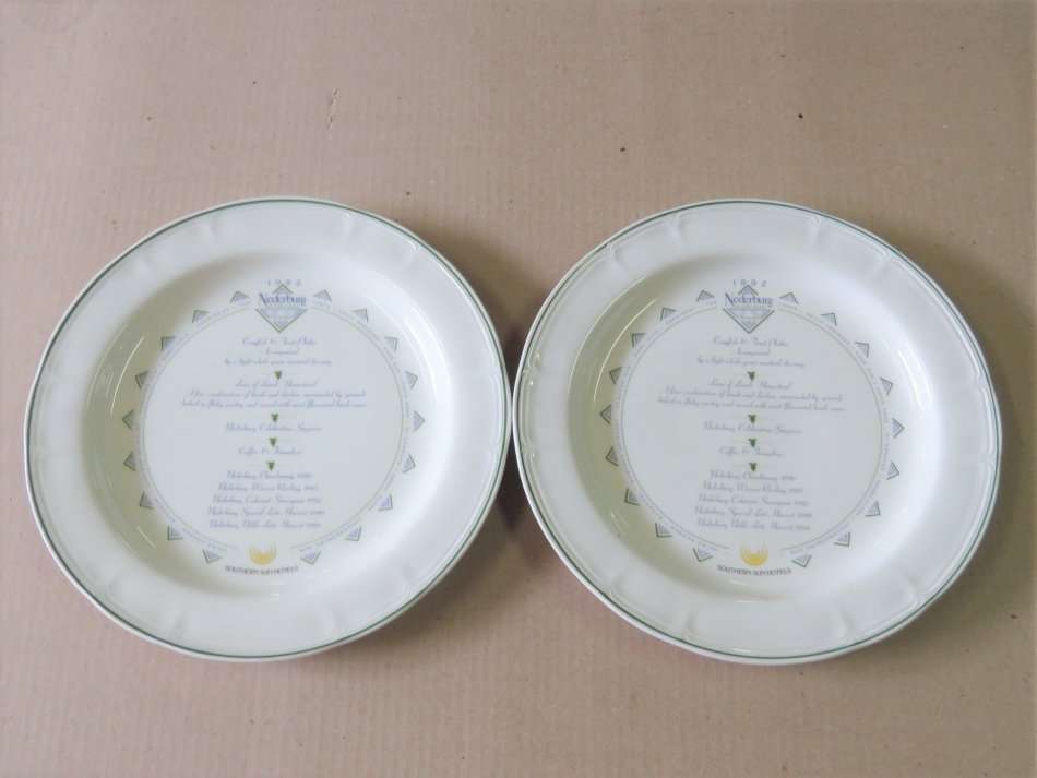 Pair of 1992 Nederburg Auction dinner menu plates