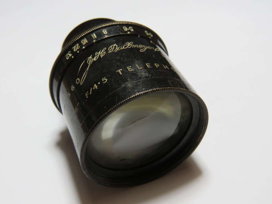 Vintage JH Dallmeyer London 6 inch F/4.5 telephoto lens - Lens inside damaged