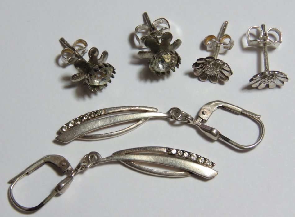 3 Pairs of sterling silver earrings