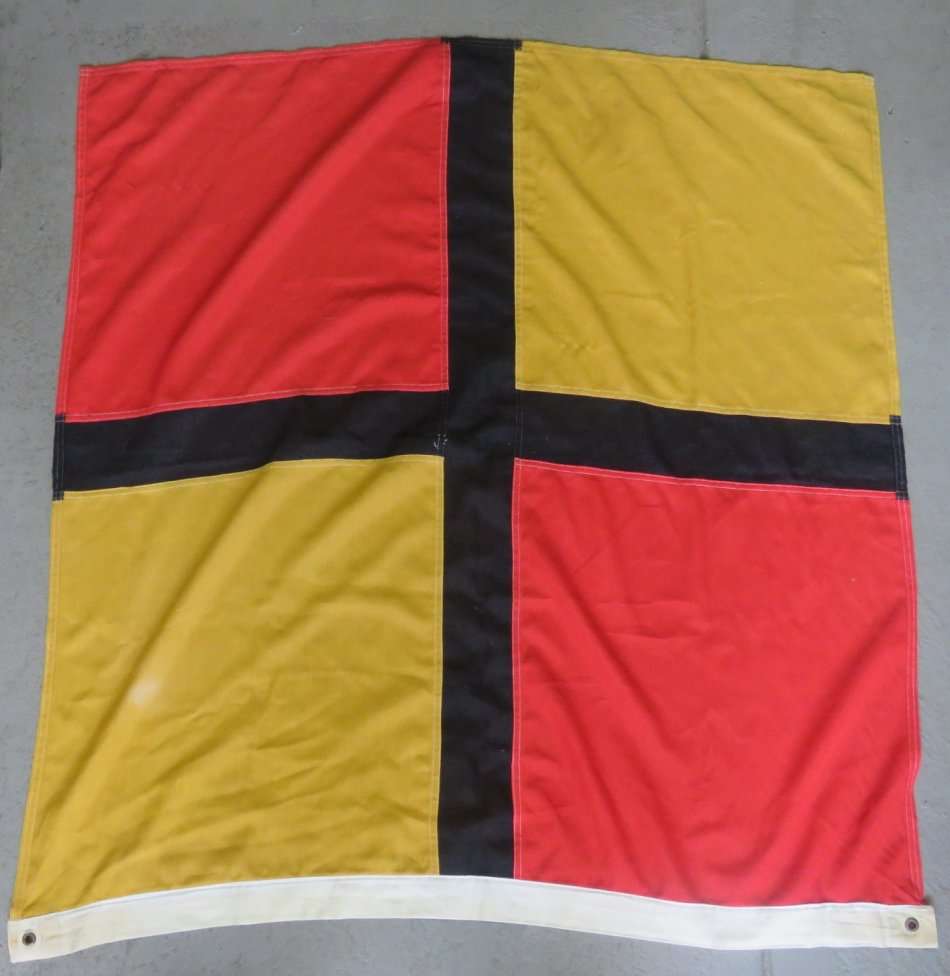 Red and yellow flag with black cross - 103 x 97 cm