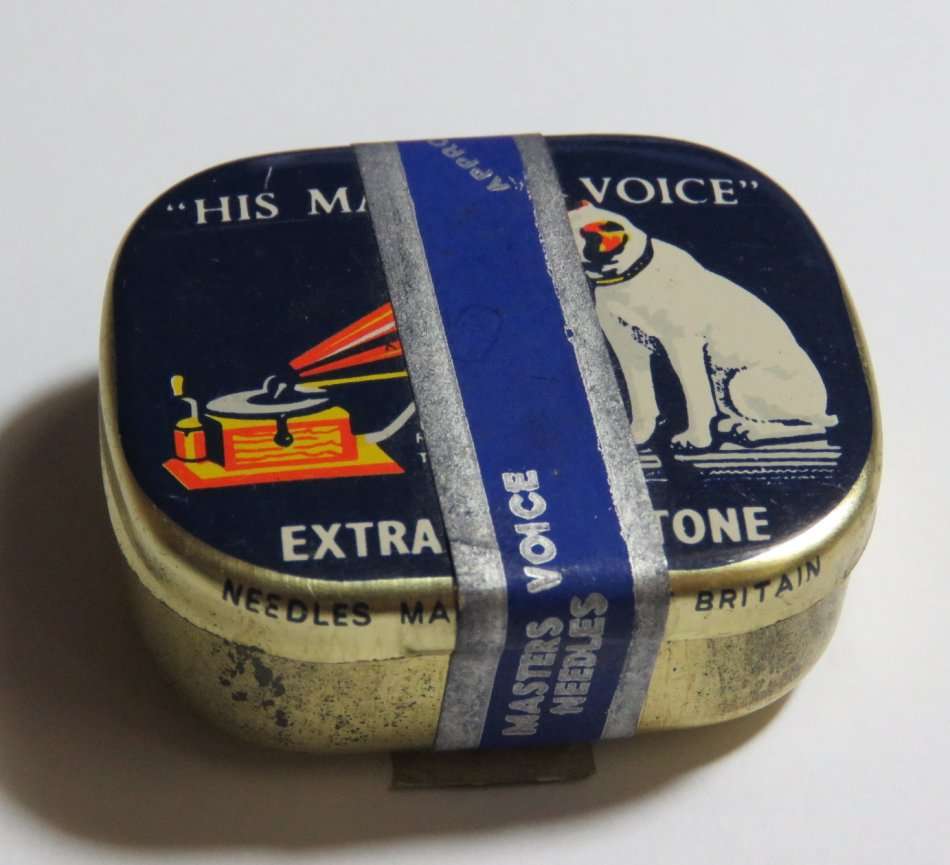 His Masters Voice gramophone needles in tin - Still sealed