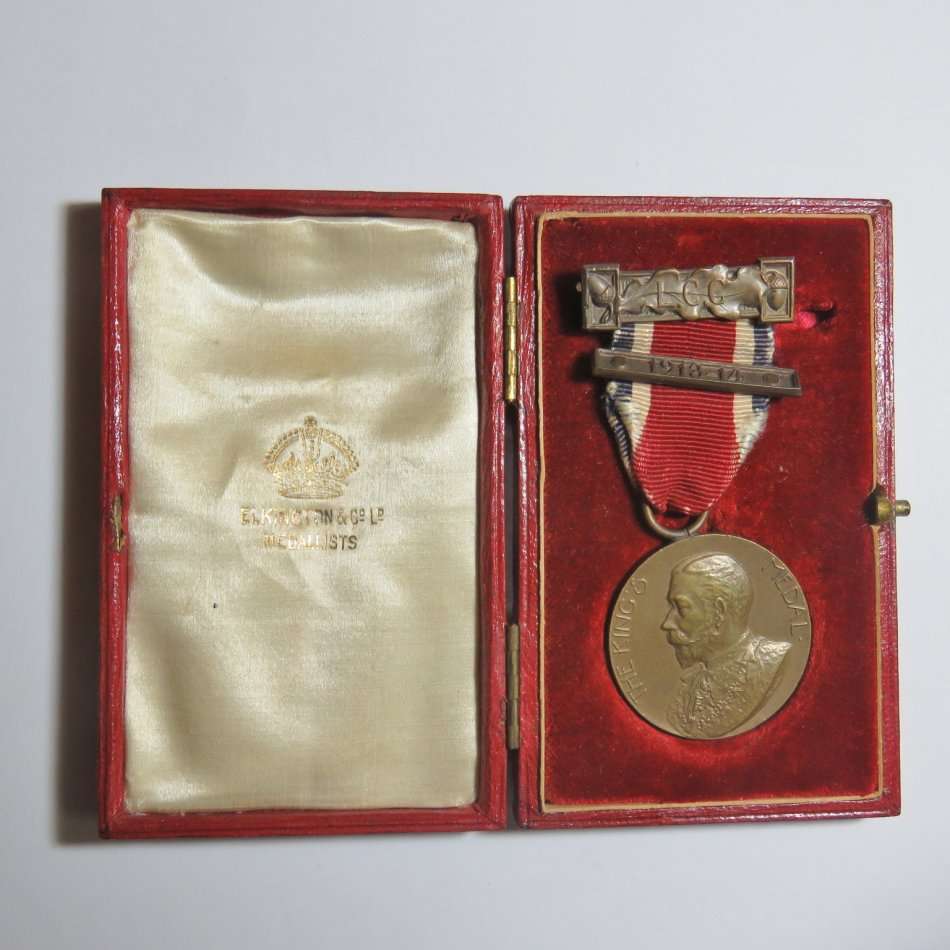 1913-14 The King's medal awarded to E.Cook in box