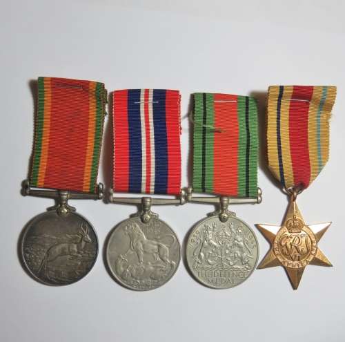Set of 4 WW2 medals issued to C297991 J Pieterse