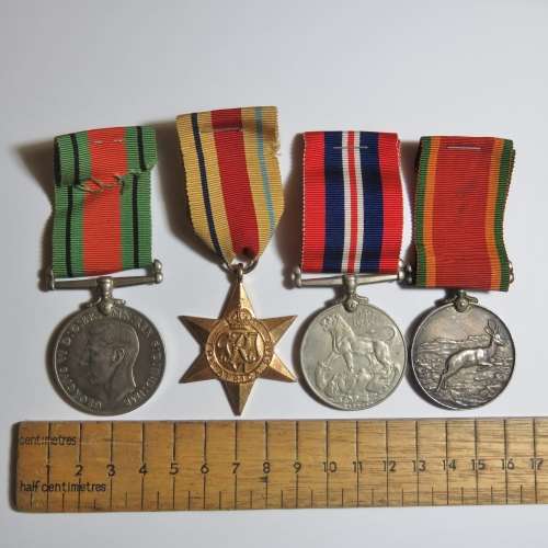Set of 4 WW2 medals issued to C297991 J Pieterse