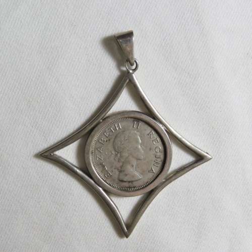 Sterling silver pendant with 1960 SA Union 1 Shilling