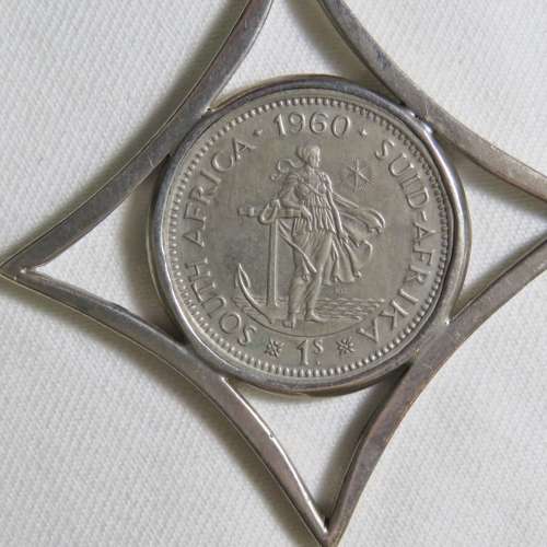 Sterling silver pendant with 1960 SA Union 1 Shilling