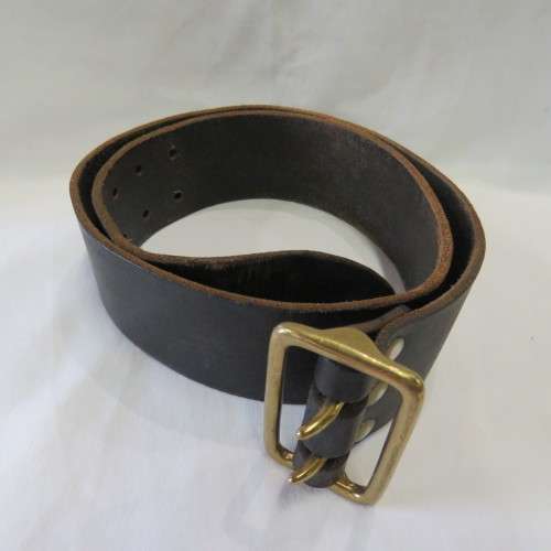 Old Police black leather belt - Length 98 cm