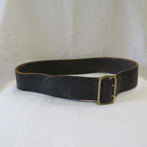 Old Police black leather belt - Length 98 cm
