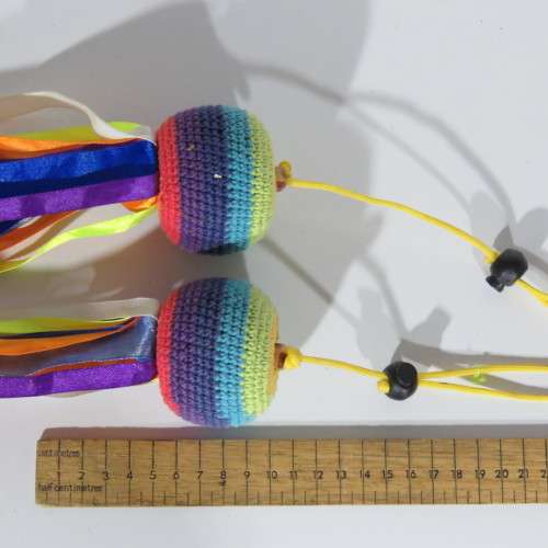 Pair of Artistic Poi Ribbon balls - Length 108 cm