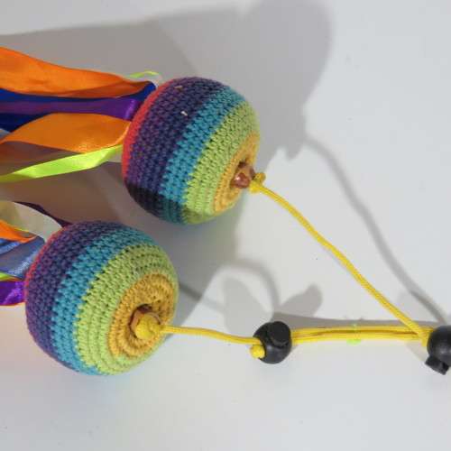 Pair of Artistic Poi Ribbon balls - Length 108 cm
