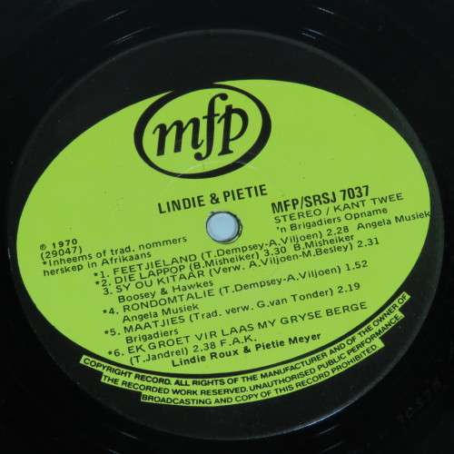 Lindie and Pietie Lp vinyl record - MFP - EMI Starline