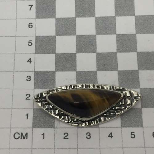 Sterling silver tigers eye brooch - weighs 12.7g