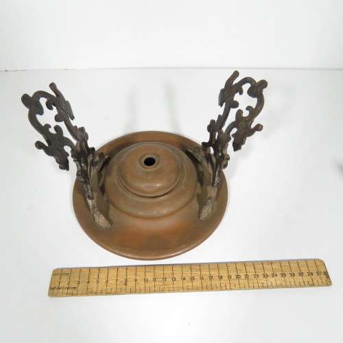Antique copper tea pot on stand with burner - Some dents