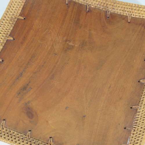 Handmade wood and cane snack plate