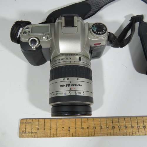 Pentax MZ-7 35mm camera with pentax 28-80 lens, Pentax 100 SMC Pentax 100-300mm lens