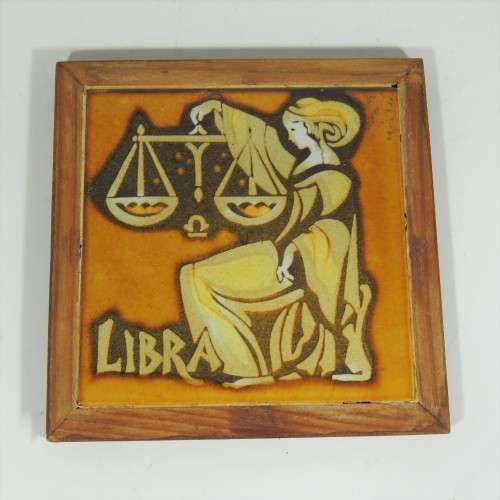 Lieberman pottery framed zodiac tile - LIBRA