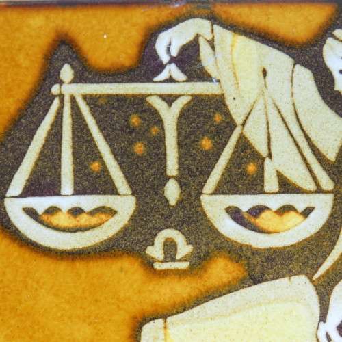 Lieberman pottery framed zodiac tile - LIBRA