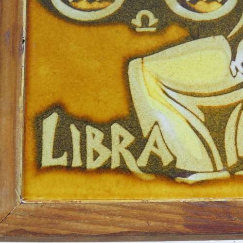 Lieberman pottery framed zodiac tile - LIBRA