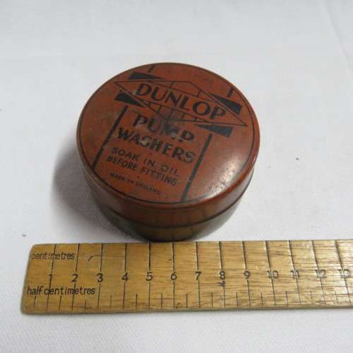 Vintage Dunlop pump washers tin - Empty