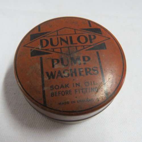 Vintage Dunlop pump washers tin - Empty