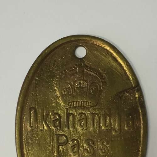 GSWA Okahandja Native pass with number 1 stamp below number - # 5678