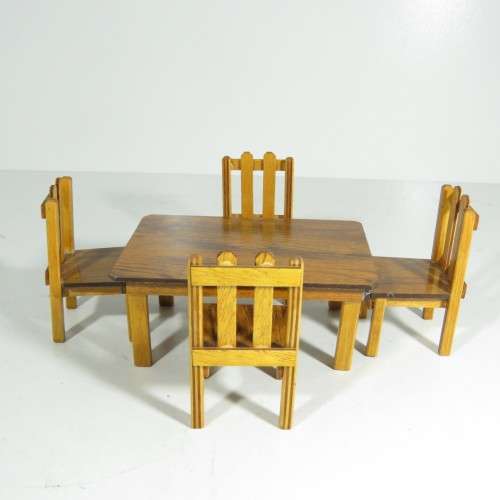 Vintage doll's furniture - Table with 4 chairs