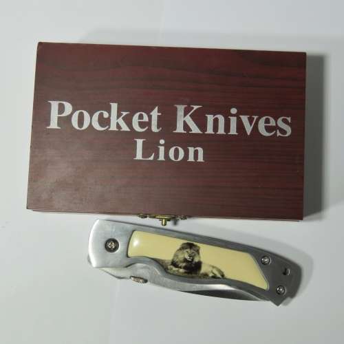 Lion pocket knife in presentation box