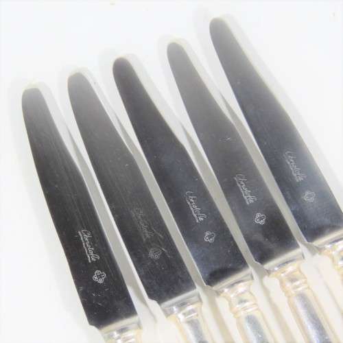 Lot of 5 Christofle knifes with silverplated handles - Excellent