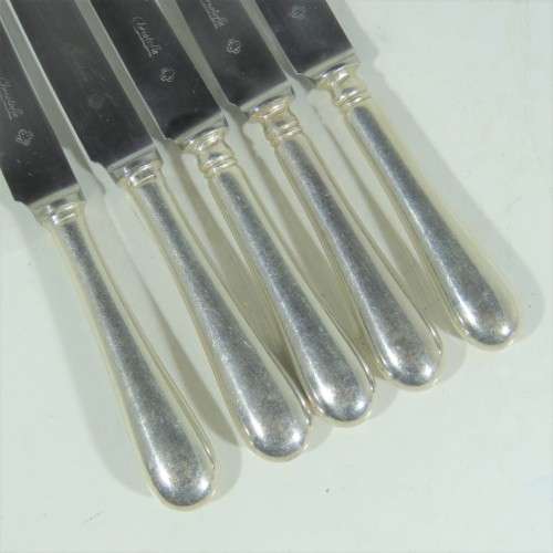 Lot of 5 Christofle knifes with silverplated handles - Excellent