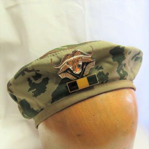 SADF 32 Battalion camo beret with badge and balkie -  Size: 56