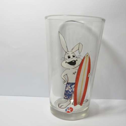 Vintage Caltex white rabbit collectable glass