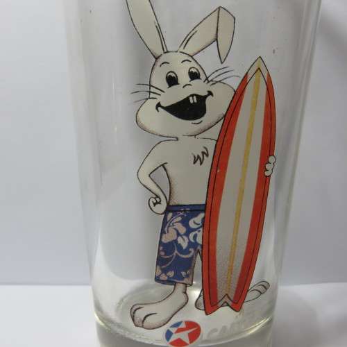 Vintage Caltex white rabbit collectable glass