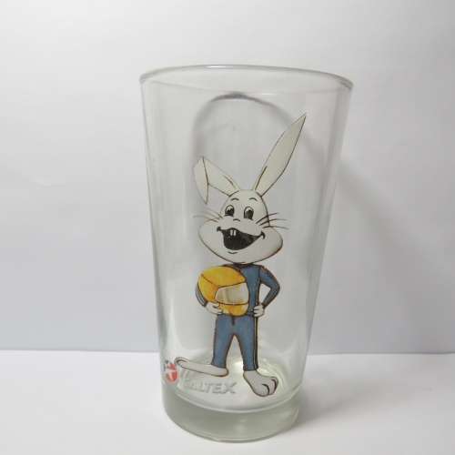 Vintage Caltex white rabbit collectable glass