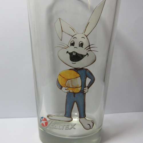 Vintage Caltex white rabbit collectable glass