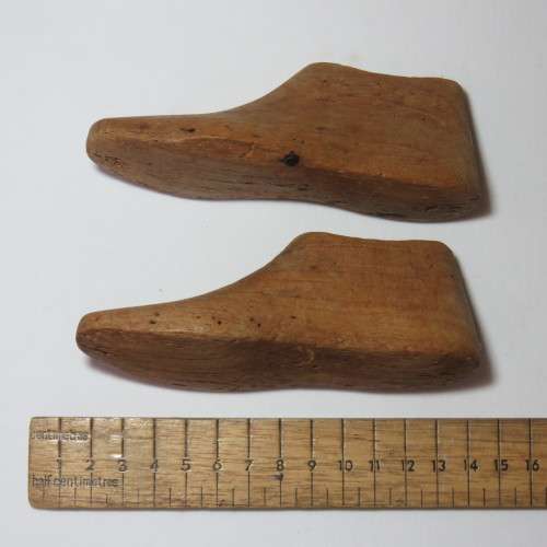 Pair of antique shoe forms for toddler shoes