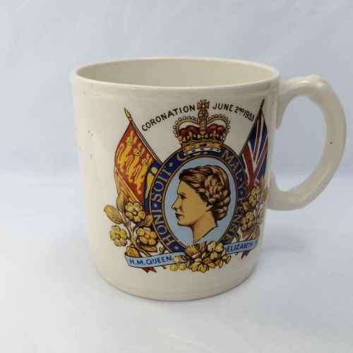 1953 Queen Elizabeth II Coronation souvenir mug