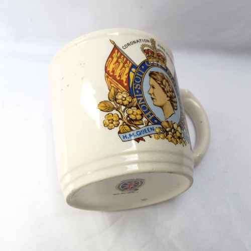 1953 Queen Elizabeth II Coronation souvenir mug