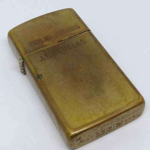 1992 Solid brass slim line zippo - J.L Douglas engraved