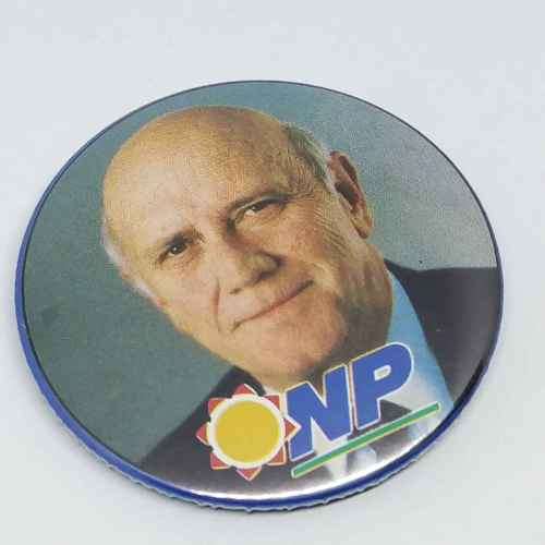 National Party FW de Klerk election campaign lapel badge