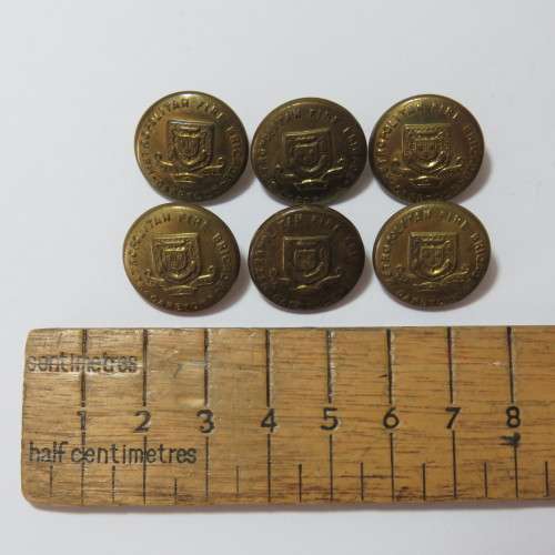Cape Town Metropolitan Fire Brigade - Lot of 6 medium buttons - Pocket